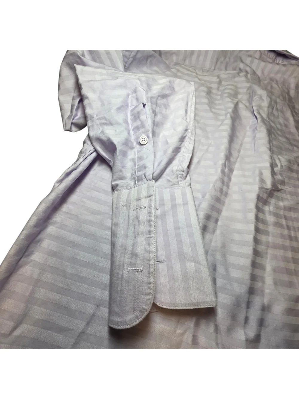 Assante Lavender Purple Striped Men's Long Sleeve Dress Shirt Size 16.5 Cotton